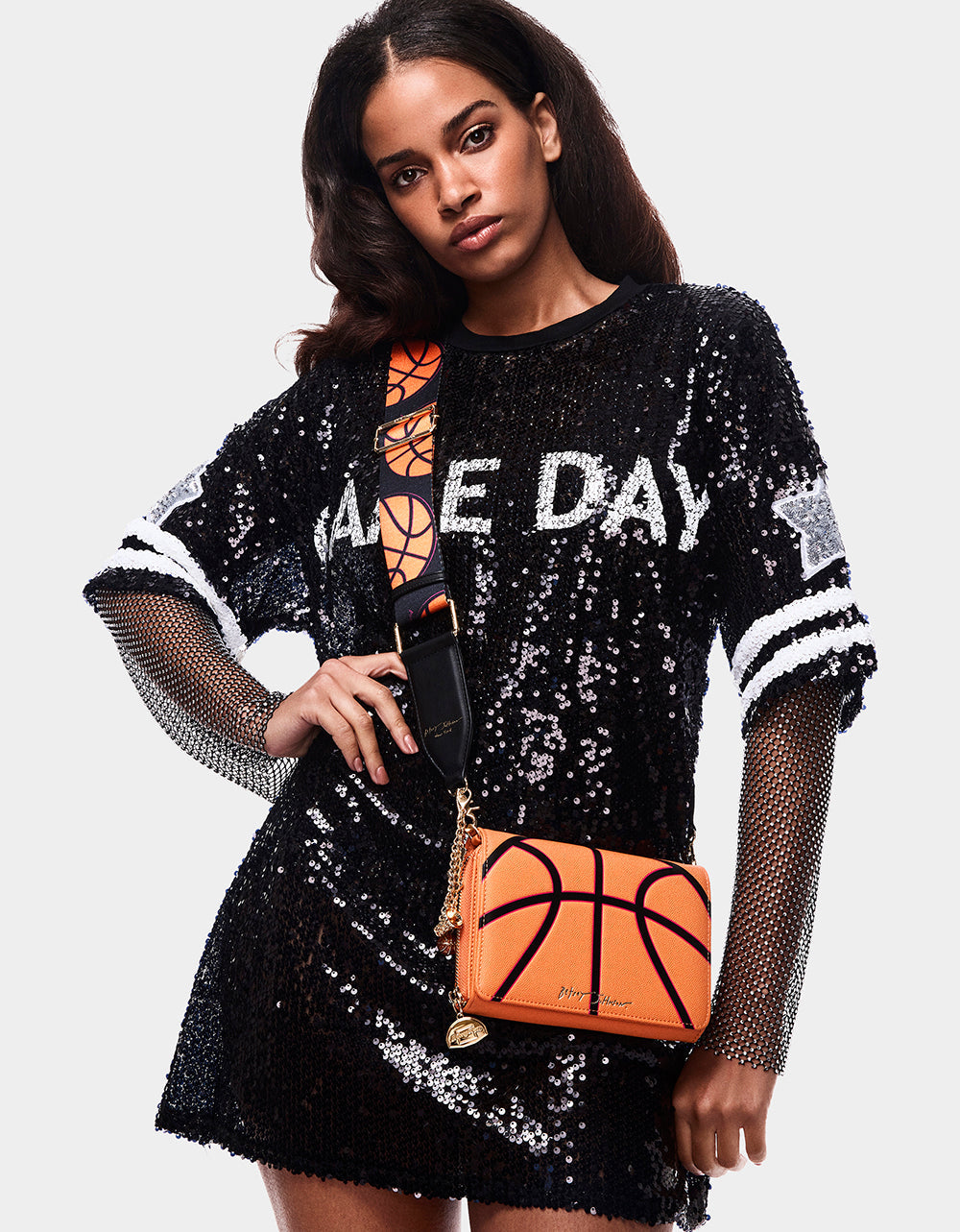 GAME TIME WALLET ON CHAIN ORANGE Women's Basketball Wallet on Chain With Charms | Betsey Johnson New
