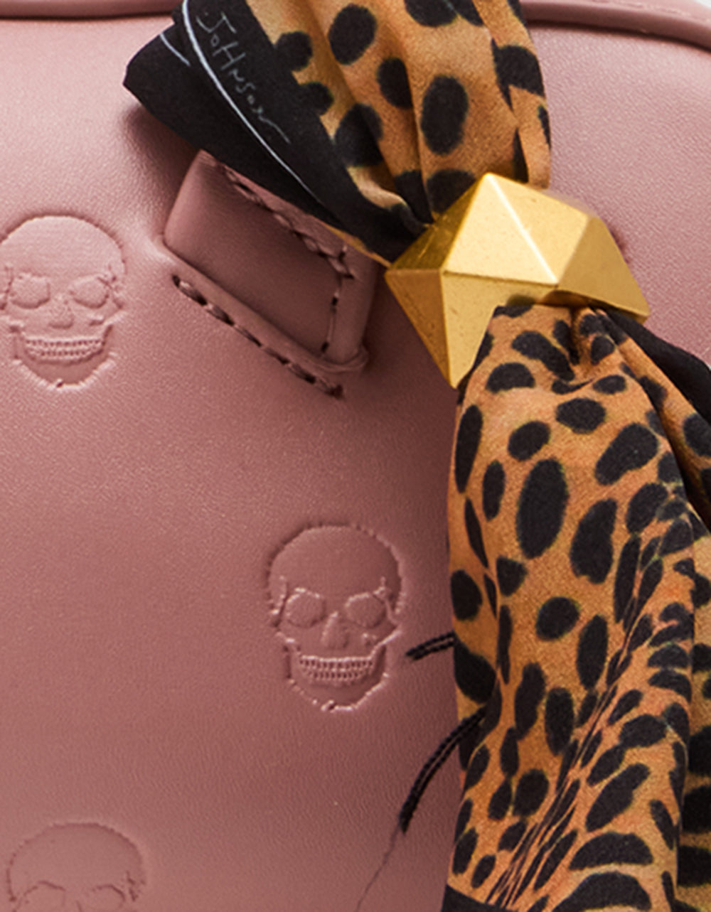 SKULLICIOUS SHOULDER BAG BLUSH Women's Pink Skull Shoulder Handbag with Scarf | Betsey Johnson Recommended