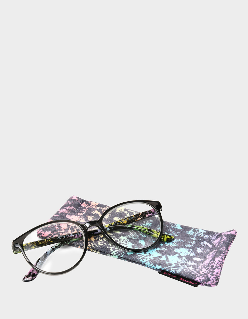 CAREFREE DAYS ROUND READING GLASSES LIGHT GREY Women's Round Grey Pastel Reading Glasses | Betsey Johnson Signature