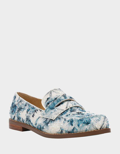 ARON BLUE FLORAL Loafers | Betsey Johnson Best Price