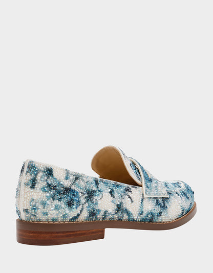 ARON BLUE FLORAL Loafers | Betsey Johnson Best Price