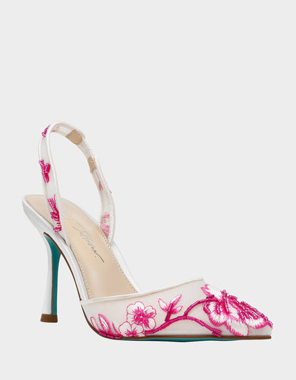 PATCH FUCHSIA Pointed-Toe Heel | Betsey Johnson Everyday