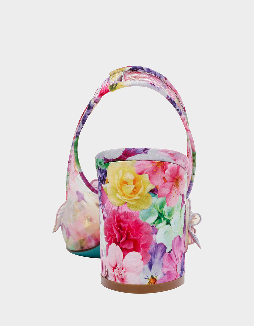 PETRA BRIGHT FLORAL Slingback Floral Mesh Block Heel | Betsey Johnson Latest