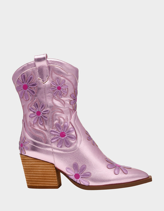 TEDDYY PINK Western Pointed-Toe Ankle Boot | Betsey Johnson Quality