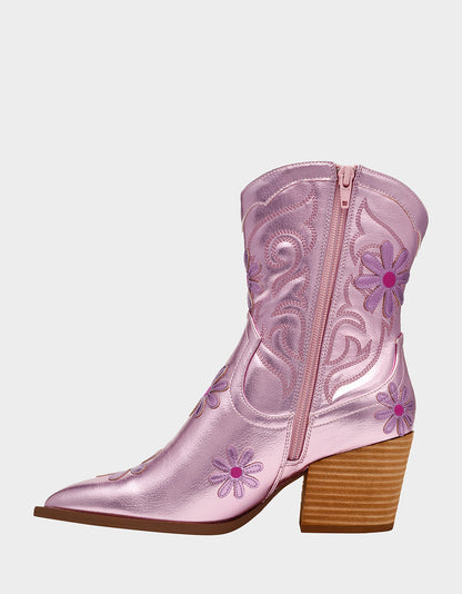 TEDDYY PINK Western Pointed-Toe Ankle Boot | Betsey Johnson Quality