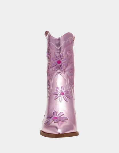 TEDDYY PINK Western Pointed-Toe Ankle Boot | Betsey Johnson Quality