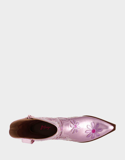 TEDDYY PINK Western Pointed-Toe Ankle Boot | Betsey Johnson Quality