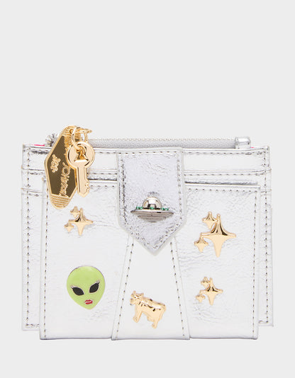SPACE OUT WALLET SILVER Women's Silver Alien Bifold Wallet | Betsey Johnson Hot Sale