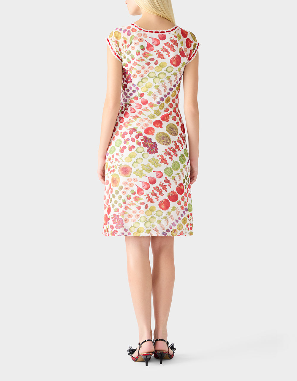BETSEY'S FRUIT DRESS WHITE MULTI Women's Fruit Print Short-Sleeved Slip Dress | Betsey Johnson Recommended