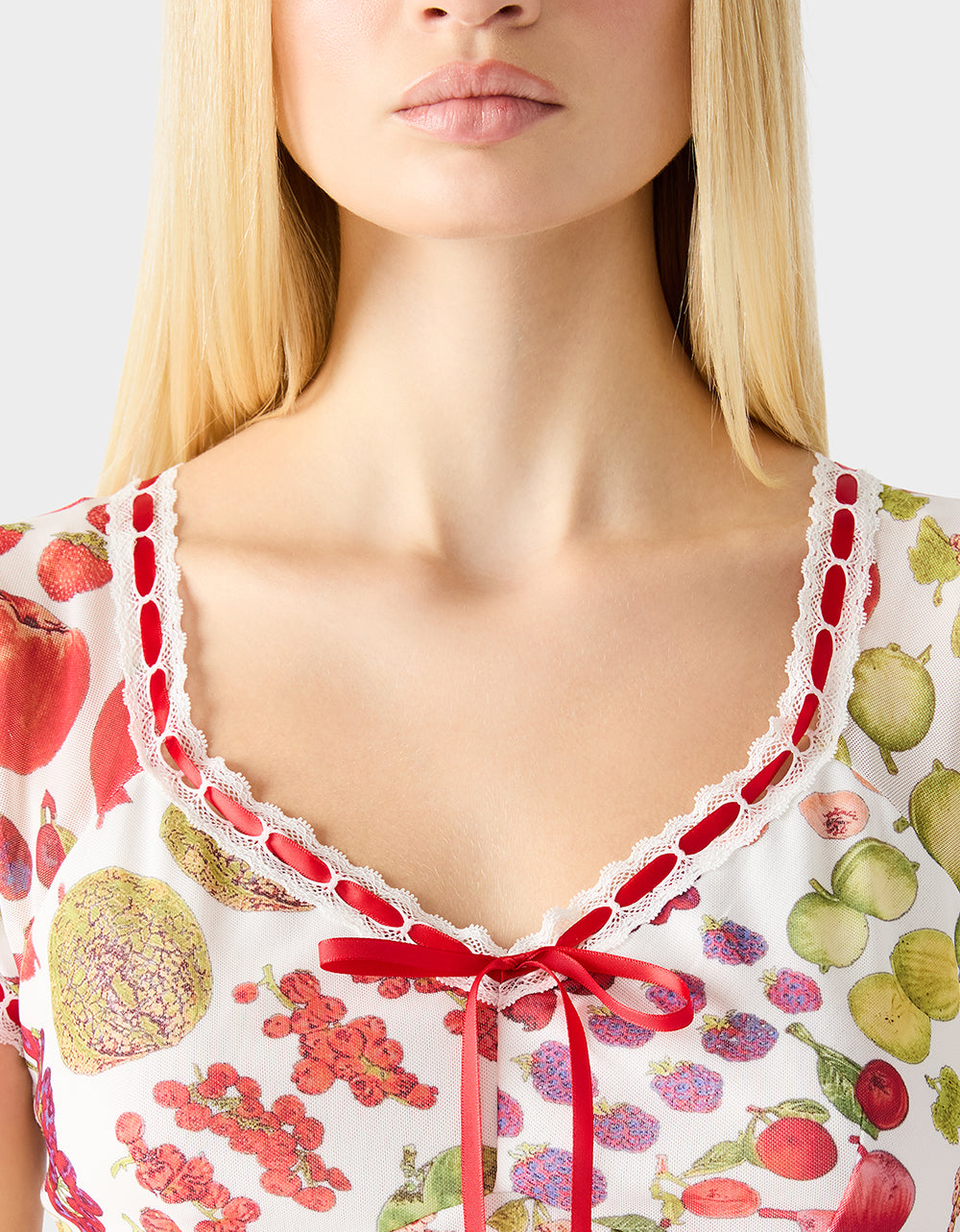 BETSEY'S FRUIT DRESS WHITE MULTI Women's Fruit Print Short-Sleeved Slip Dress | Betsey Johnson Recommended