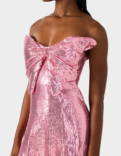 SEQUIN BOW DRESS PINK SEQUIN Women's Mini Pink Sequin Dress | Betsey Johnson Top Pick