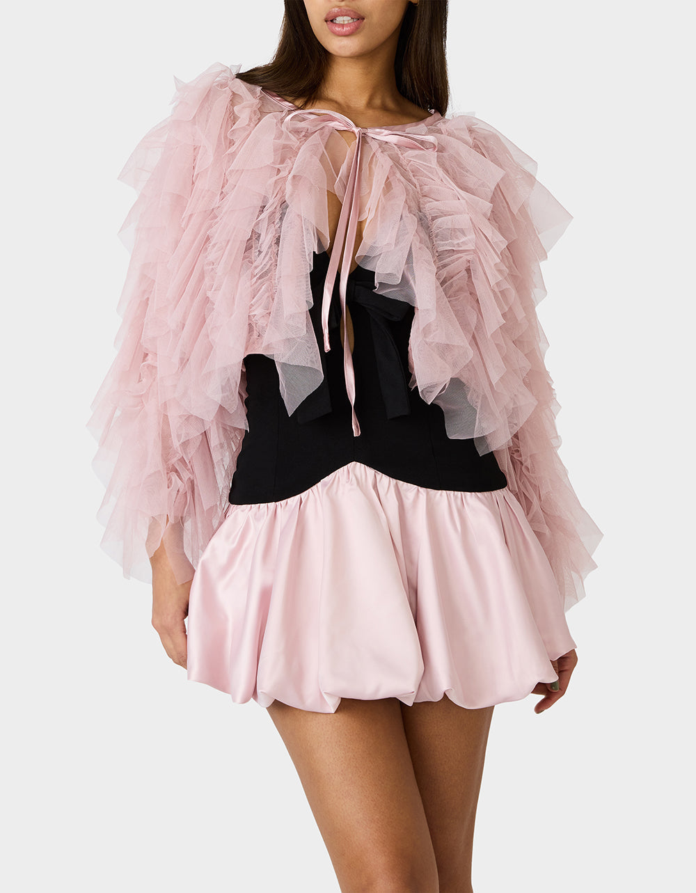 PRIMA PUFF PINK Women's Pink Blush Tulle Shawl Jacket | Betsey Johnson Everyday