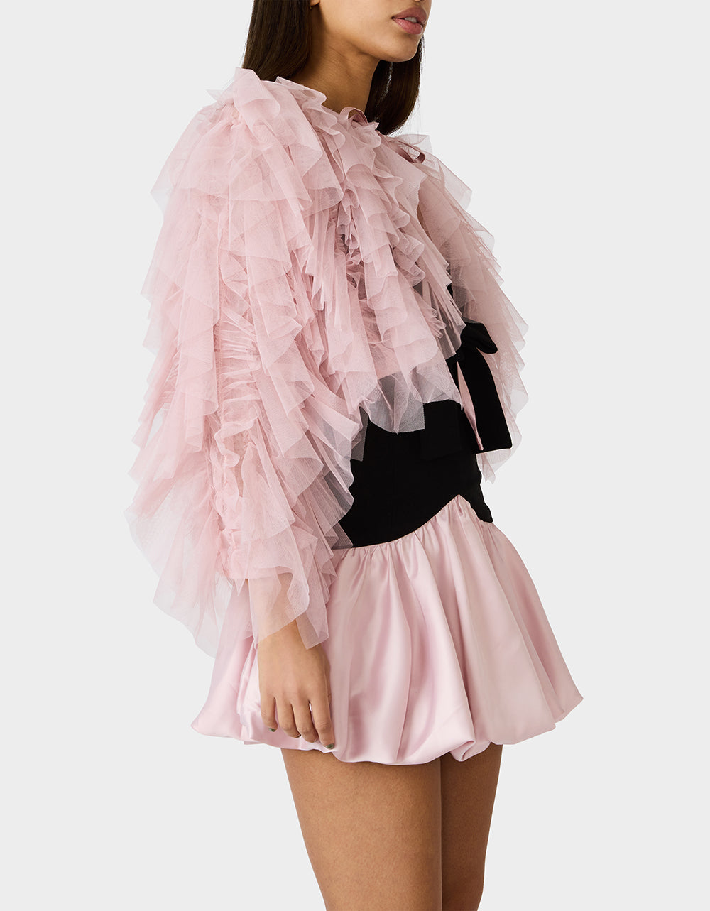 PRIMA PUFF PINK Women's Pink Blush Tulle Shawl Jacket | Betsey Johnson Everyday