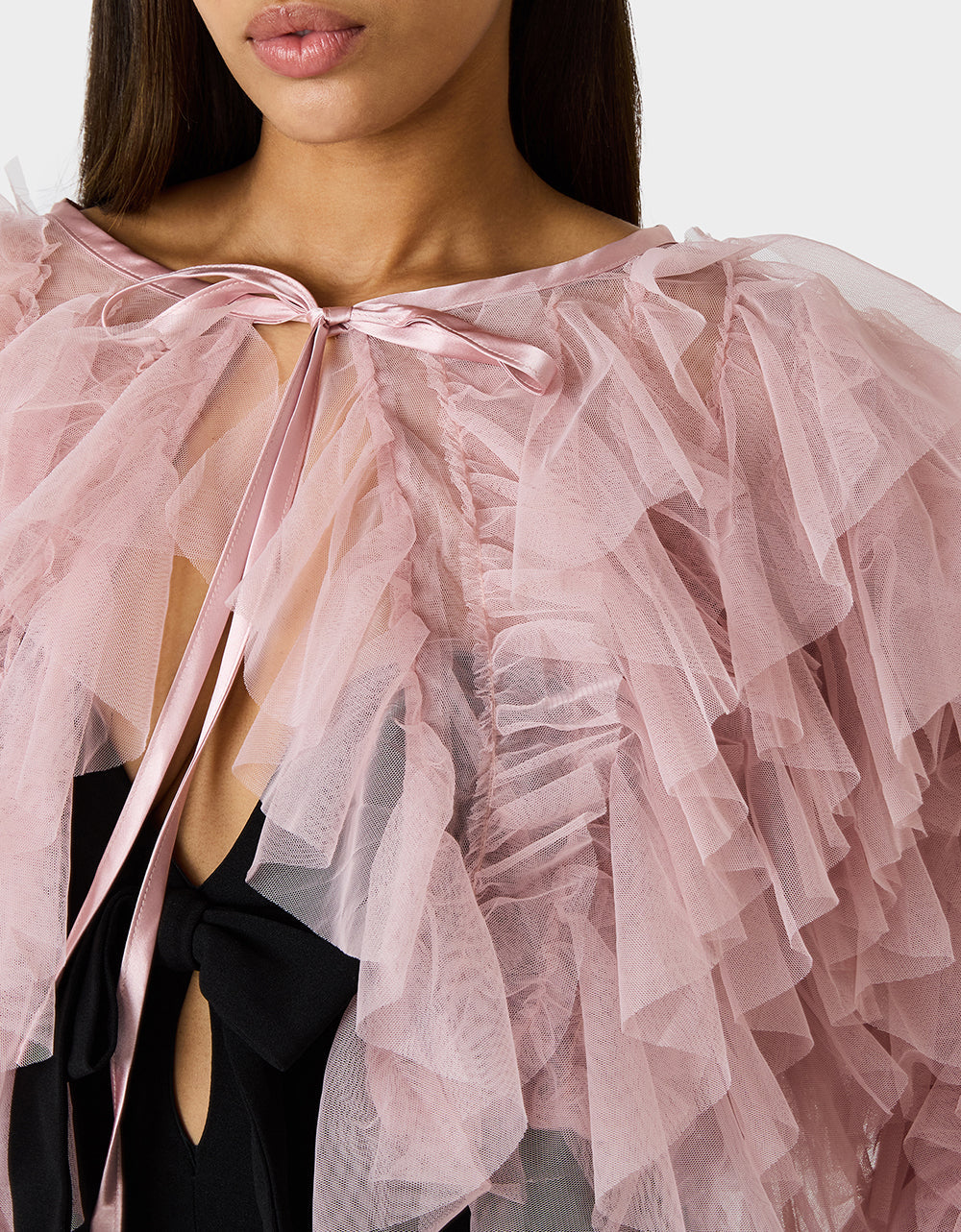 PRIMA PUFF PINK Women's Pink Blush Tulle Shawl Jacket | Betsey Johnson Everyday