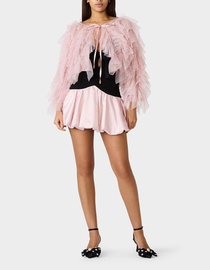 PRIMA PUFF PINK Women's Pink Blush Tulle Shawl Jacket | Betsey Johnson Everyday