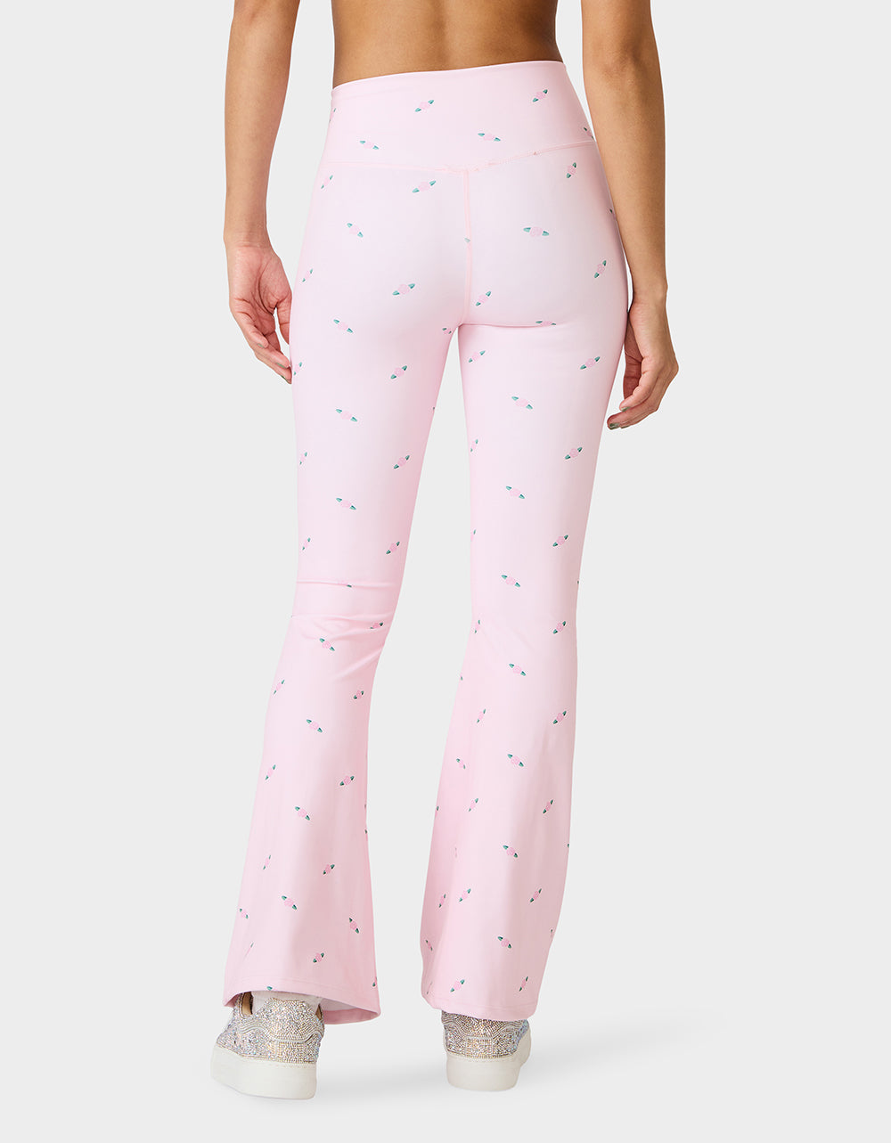 ROSE PRINT CROSSOVER LEGGINGS PINK ROSE Women's Floral Crossover Activewear Legging | Betsey Johnson Best Seller