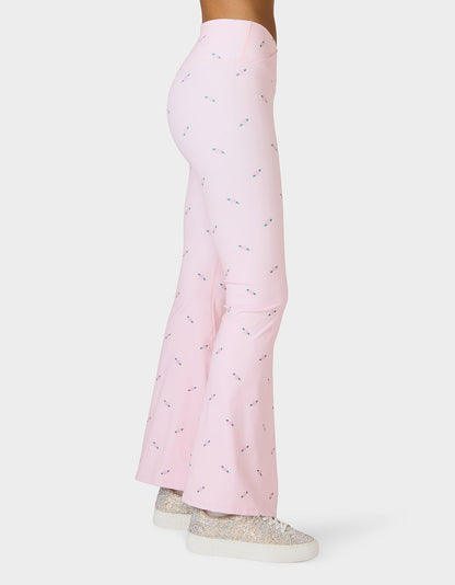 ROSE PRINT CROSSOVER LEGGINGS PINK ROSE Women's Floral Crossover Activewear Legging | Betsey Johnson Best Seller