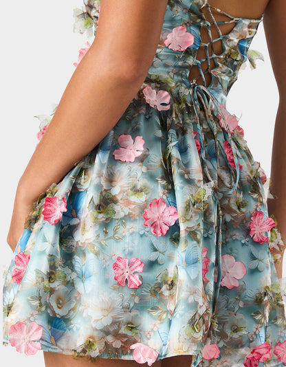FLUTTER BLOOM DRESS MULTI Women's Flowy Mini Dress with Floral Pattern | Betsey Johnson Trusted