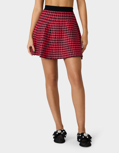 HOT IN HOUNDSTOOTH SET PINK MULTI Women's Pink and Purple Houndstooth Top and Skirt set | Betsey Johnson Top Pick