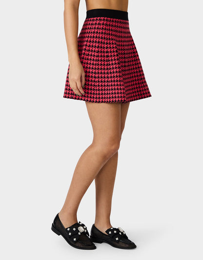 HOT IN HOUNDSTOOTH SET PINK MULTI Women's Pink and Purple Houndstooth Top and Skirt set | Betsey Johnson Top Pick