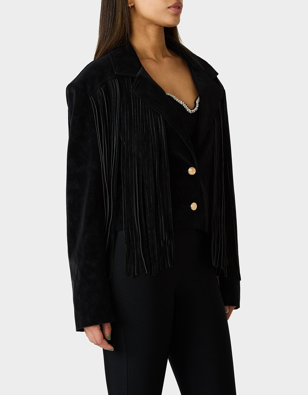 FRINGE FEVER JACKET BLACK Women's Black Fringe Jacket | Betsey Johnson Sale