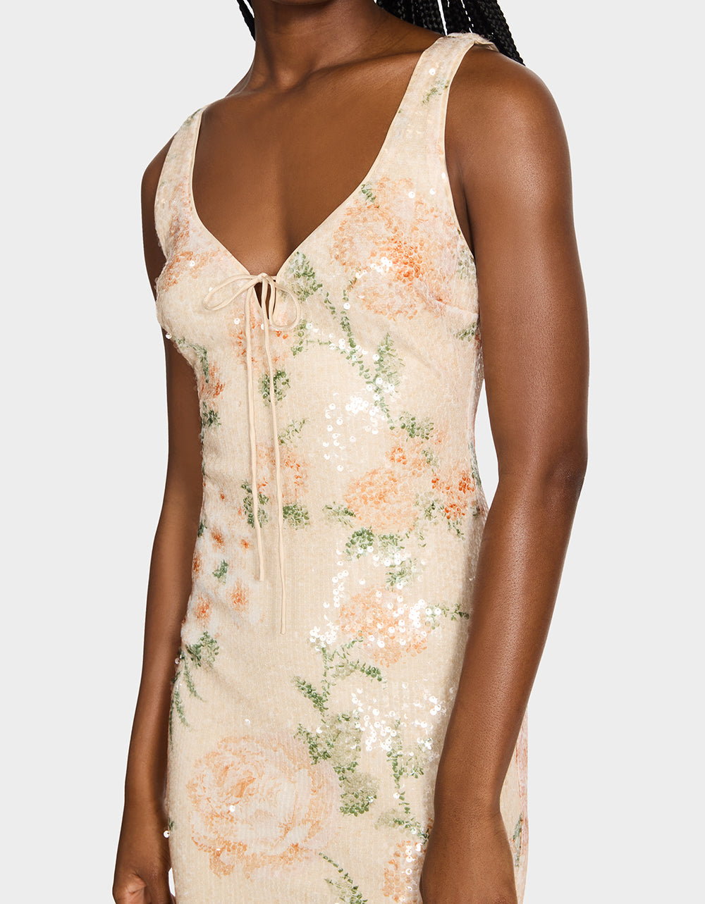 APRICOT HAZE DRESS BLURRY FLORAL Women's Midi Sequin Floral Dress | Betsey Johnson Hot Sale