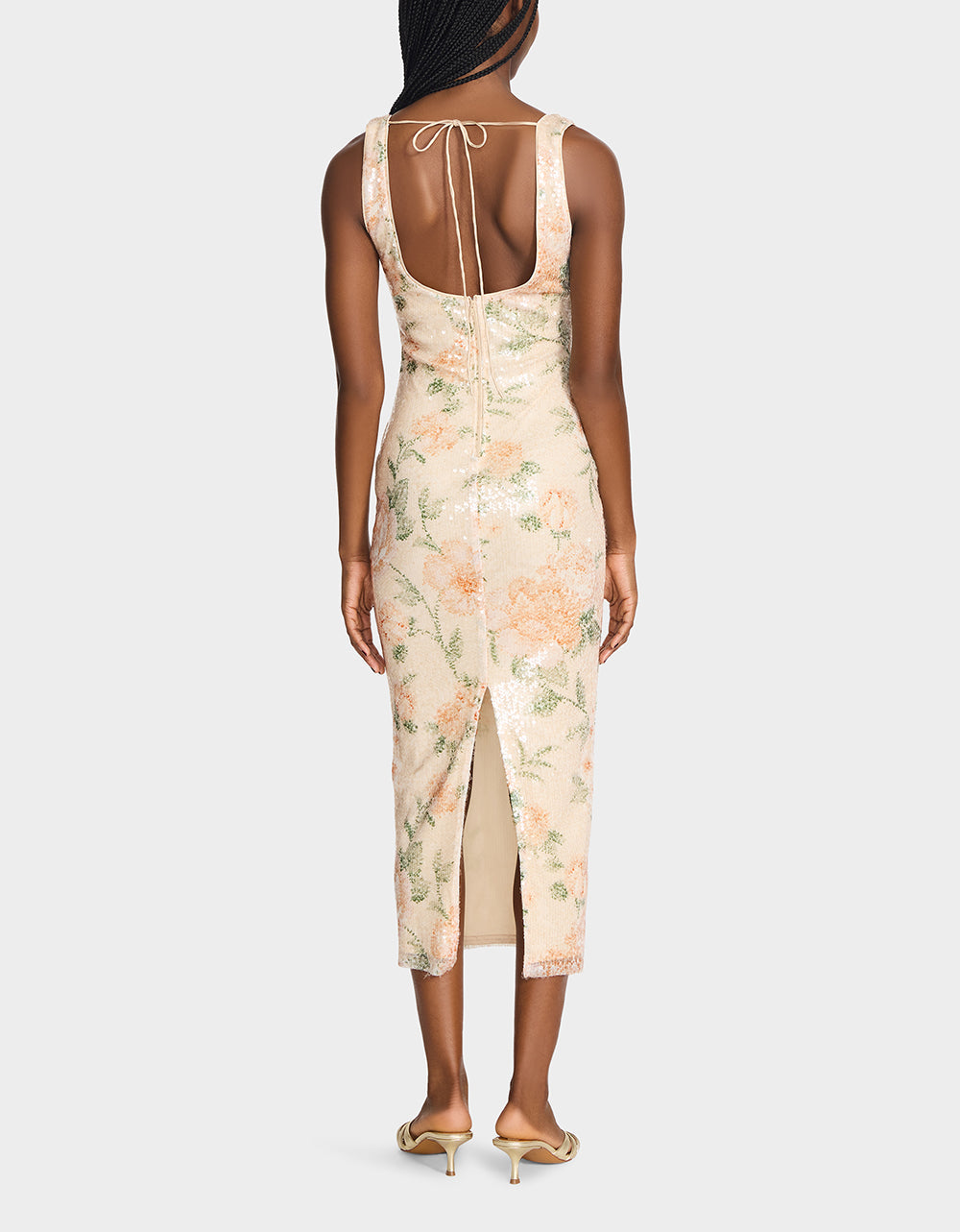 APRICOT HAZE DRESS BLURRY FLORAL Women's Midi Sequin Floral Dress | Betsey Johnson Hot Sale