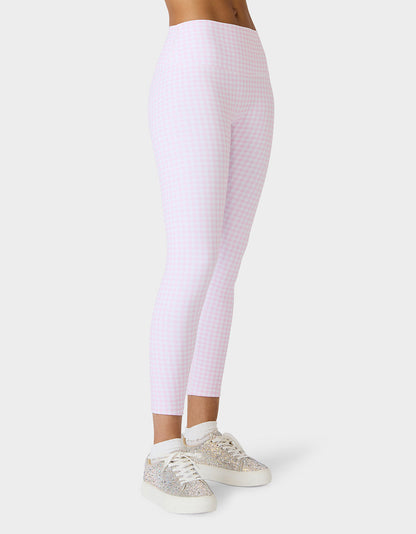 GINGHAM PRINT HIGHRISE LEGGING PINK MULTI Women's Pink Gingham Activewear Legging | Betsey Johnson Premium