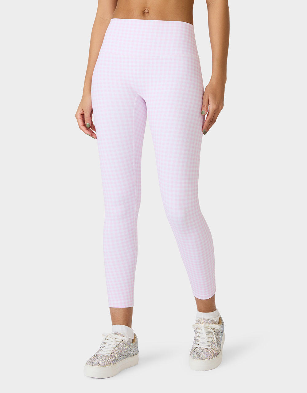 GINGHAM PRINT HIGHRISE LEGGING PINK MULTI Women's Pink Gingham Activewear Legging | Betsey Johnson Premium