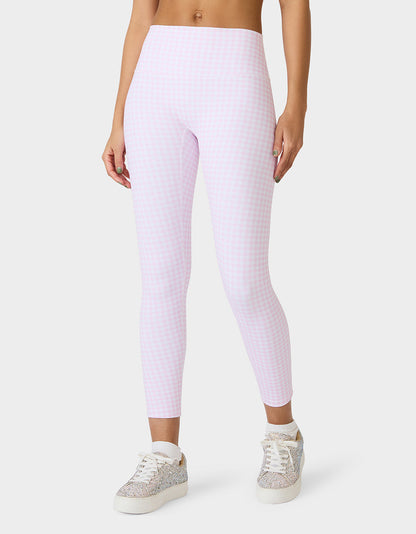 GINGHAM PRINT HIGHRISE LEGGING PINK MULTI Women's Pink Gingham Activewear Legging | Betsey Johnson Premium