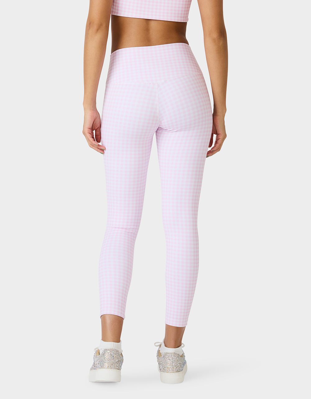 GINGHAM PRINT HIGHRISE LEGGING PINK MULTI Women's Pink Gingham Activewear Legging | Betsey Johnson Premium