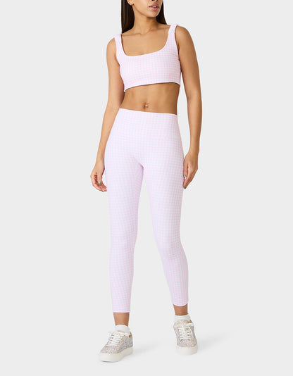 GINGHAM PRINT HIGHRISE LEGGING PINK MULTI Women's Pink Gingham Activewear Legging | Betsey Johnson Premium