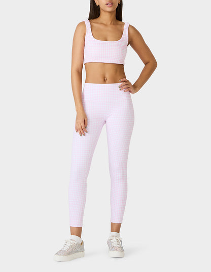 GINGHAM PRINT HIGHRISE LEGGING PINK MULTI Women's Pink Gingham Activewear Legging | Betsey Johnson Premium