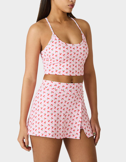 CHERRY GINGHAM SET PINK MULTI Women's Pink Cherry Gingham Activewear Tank Top | Betsey Johnson Trending