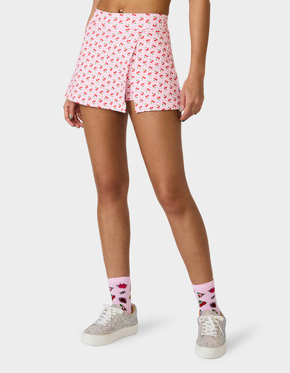 CHERRY GINGHAM SIDE SLIT SKORT PINK MULTI Women's Pink Cherry Gingham Activewear Skort | Betsey Johnson Discount