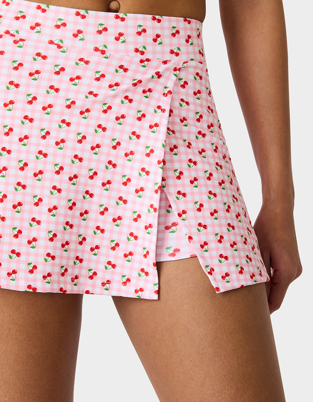 CHERRY GINGHAM SIDE SLIT SKORT PINK MULTI Women's Pink Cherry Gingham Activewear Skort | Betsey Johnson Discount