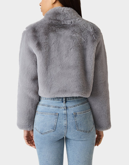 MISTY LUXE FAUX FUR GREY Women's Faux Fur Winter Jacket | Betsey Johnson Quality