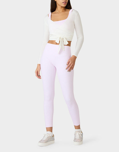 LONG SLEEVE V NECK WRAP TOP WHITE Women's White Activewear Wrap Long Sleeve Top | Betsey Johnson Special Offer