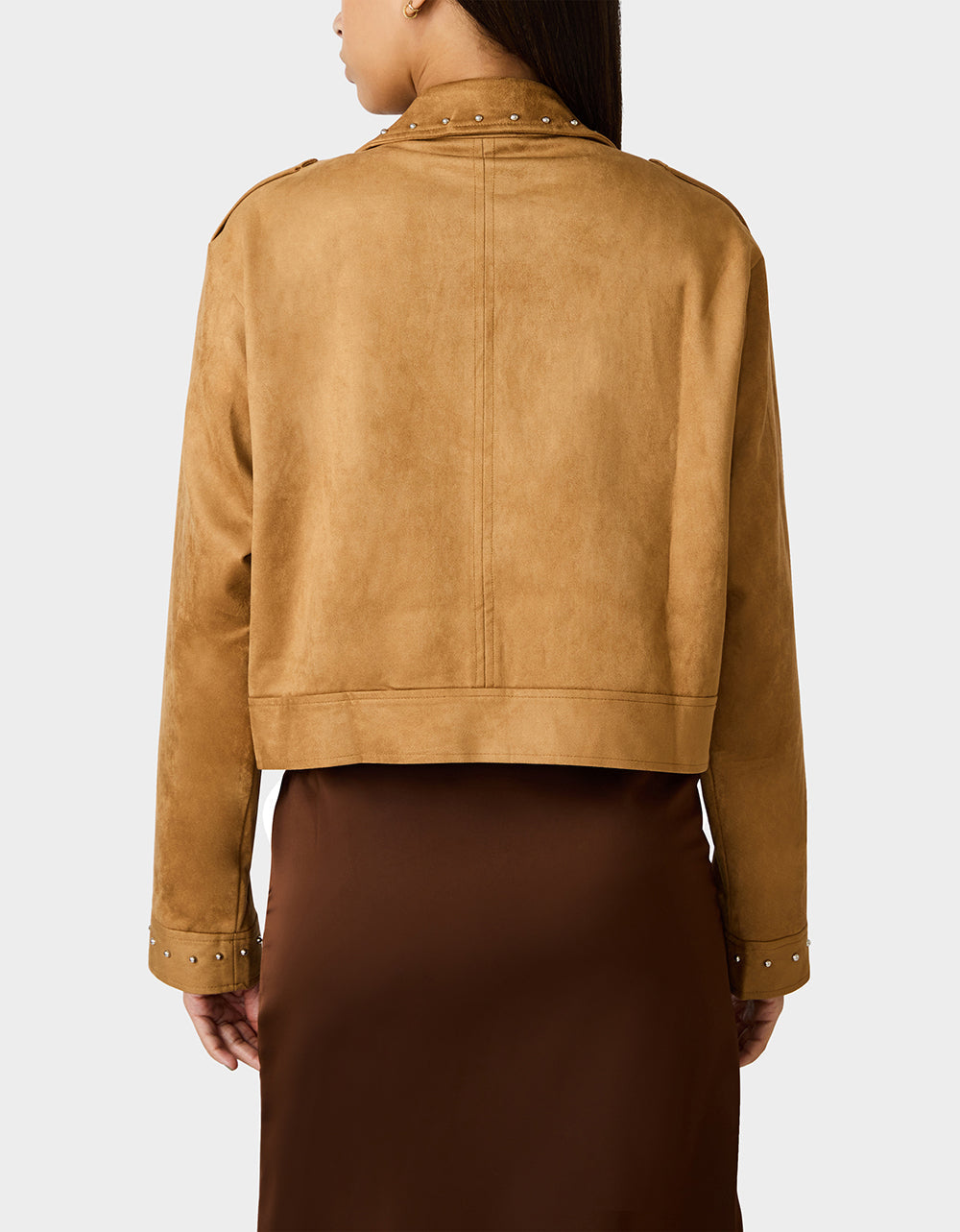 RODEO STUD JACKET CAMEL Women's Fax Suede Camel Jacket | Betsey Johnson Smart Buy