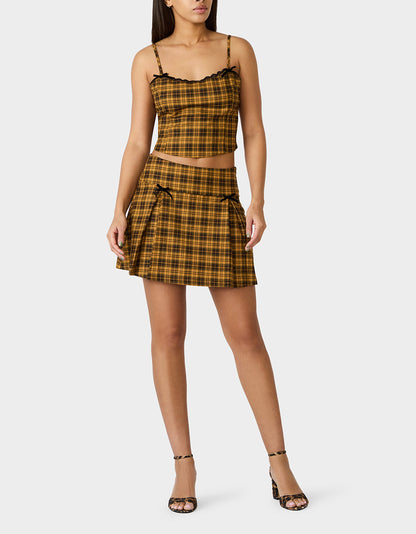 RAD PLAID SKIRT YELLOW PLAID Women's Yellow Plaid Skirt with Bow Details | Betsey Johnson Hot Sale