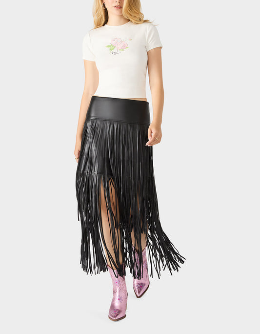 MIDNIGHT RODEO SKIRT BLACK Women's Fringe Maxi Skirt | Betsey Johnson Top Pick