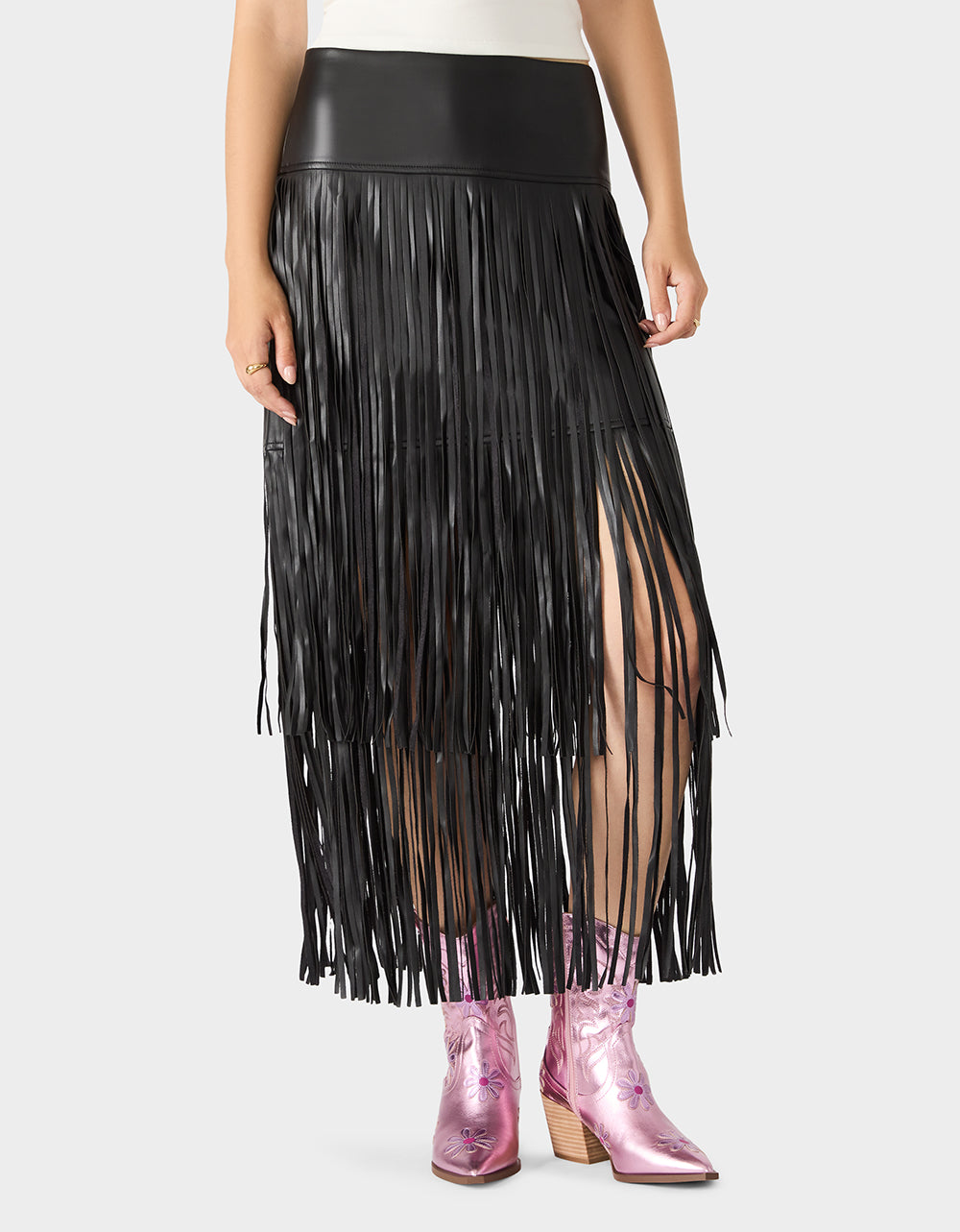 MIDNIGHT RODEO SKIRT BLACK Women's Fringe Maxi Skirt | Betsey Johnson Top Pick