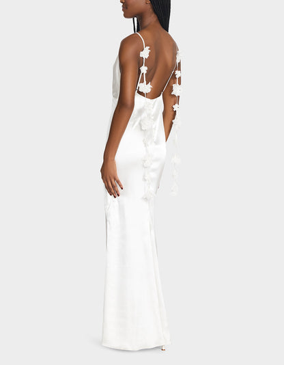 THREAD OF ROSES DRESS WHITE White Maxi Dress with Floral Detailing | Betsey Johnson Quality