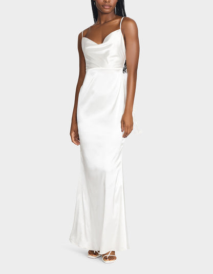 THREAD OF ROSES DRESS WHITE White Maxi Dress with Floral Detailing | Betsey Johnson Quality