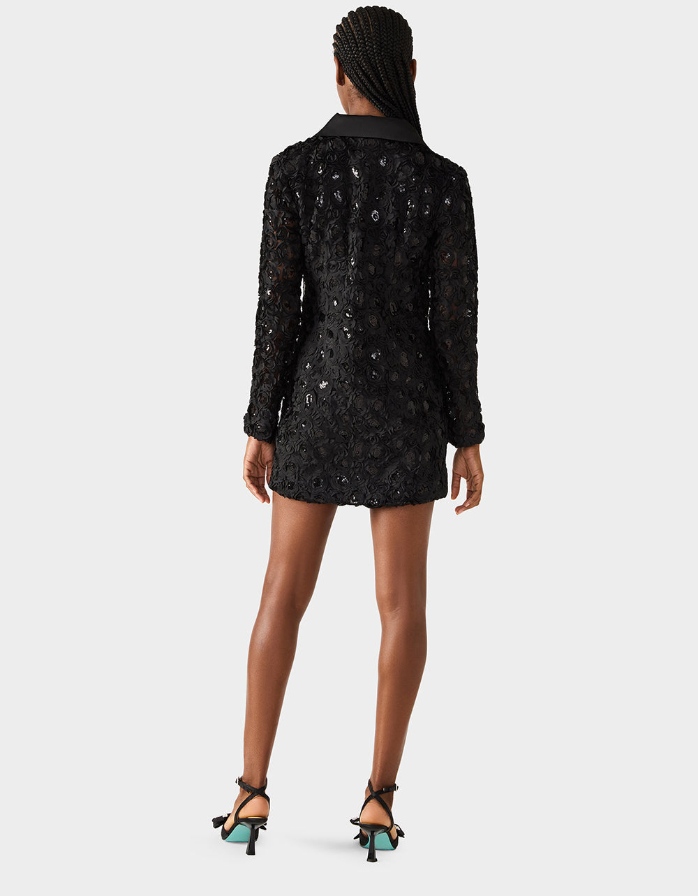 ROSETTE BLAZER DRESS BLACK Women's Black Blazer Dress with Rose Sequin Details | Betsey Johnson Special Offer