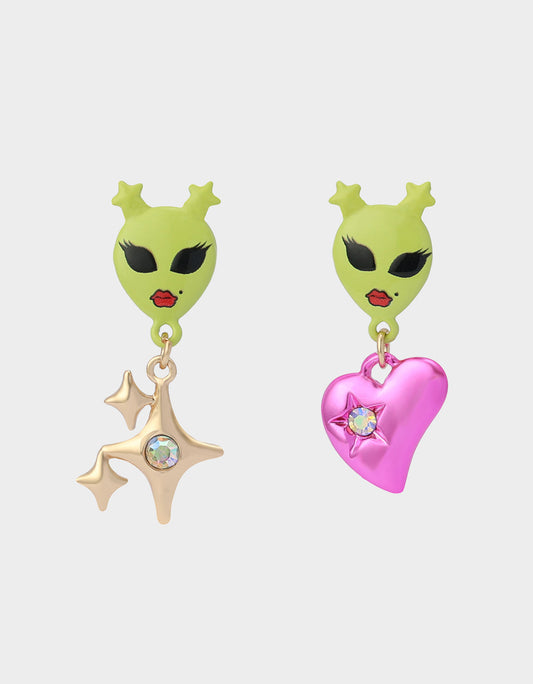 ALIEN MISMATCH DROP EARRINGS Women's Alien Mismatch Heart Star Earrings | Betsey Johnson Deals