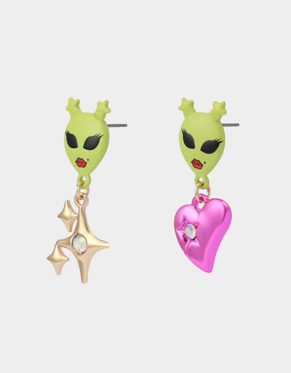 ALIEN MISMATCH DROP EARRINGS Women's Alien Mismatch Heart Star Earrings | Betsey Johnson Deals
