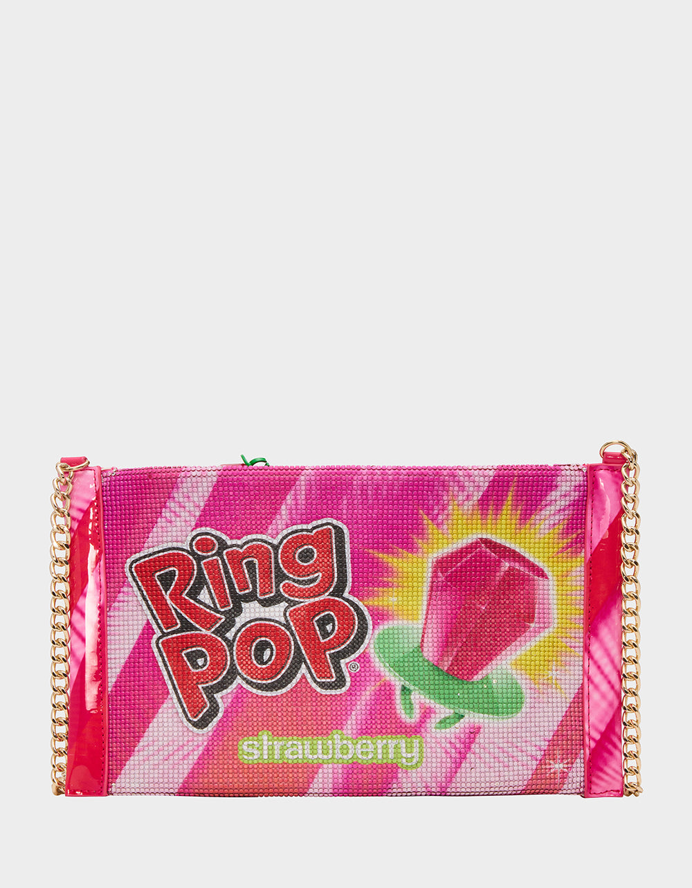 RING POP® PARTY POUCH PINK Women's Clutch Chain Strap Crossbody Handbag | Betsey Johnson Latest