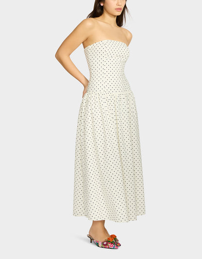 AMALIA STRAPLESS MAXI DRESS BLACK WHITE POLKA DOT Women's Dress | Betsey Johnson Great Value