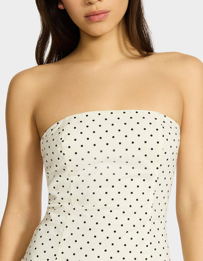 AMALIA STRAPLESS MAXI DRESS BLACK WHITE POLKA DOT Women's Dress | Betsey Johnson Great Value